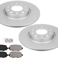 (2) Rear Disc Brake Rotors With Rear Ceramic Pads 901272 For 15-16 Chrysler 200