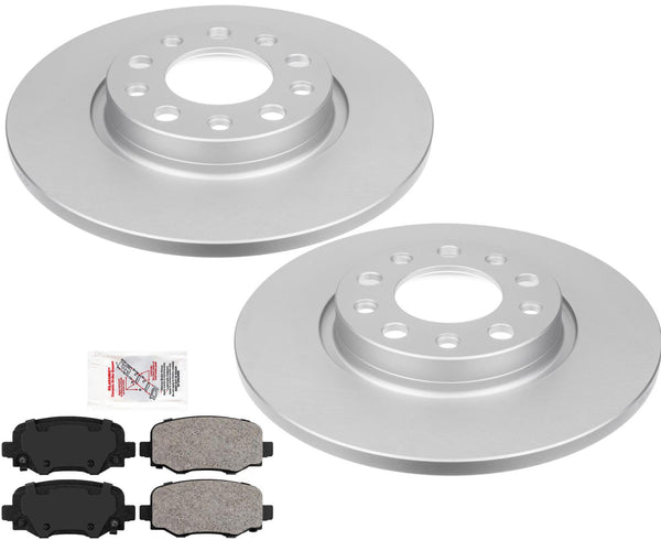 (2) Rear Disc Brake Rotors With Rear Ceramic Pads 901272 For 15-16 Chrysler 200