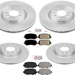 Pads & Rotors for 14-18 Cherokee 2.4L W/ 278MM Rear & Frt Single Piston Caliper