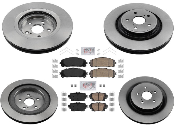 Front & Rear Disc Brake Rotors Ceramic Pads for Toyota Highlander 2020-2022