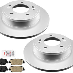 Rear Brake Disc Rotors Ceramic Pads For 2011-16 Hyundai Elantra & 12-16 Veloster