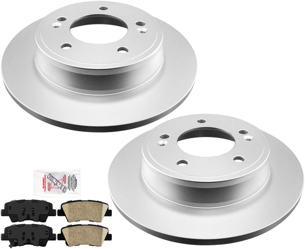 Rear Brake Disc Rotors Ceramic Pads For 2011-16 Hyundai Elantra & 12-16 Veloster