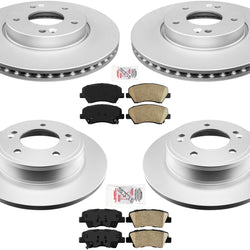Front & Rear Coated Brake Rotors & Ceramic Pads For 11-16 Elantra 12-16 Veloster
