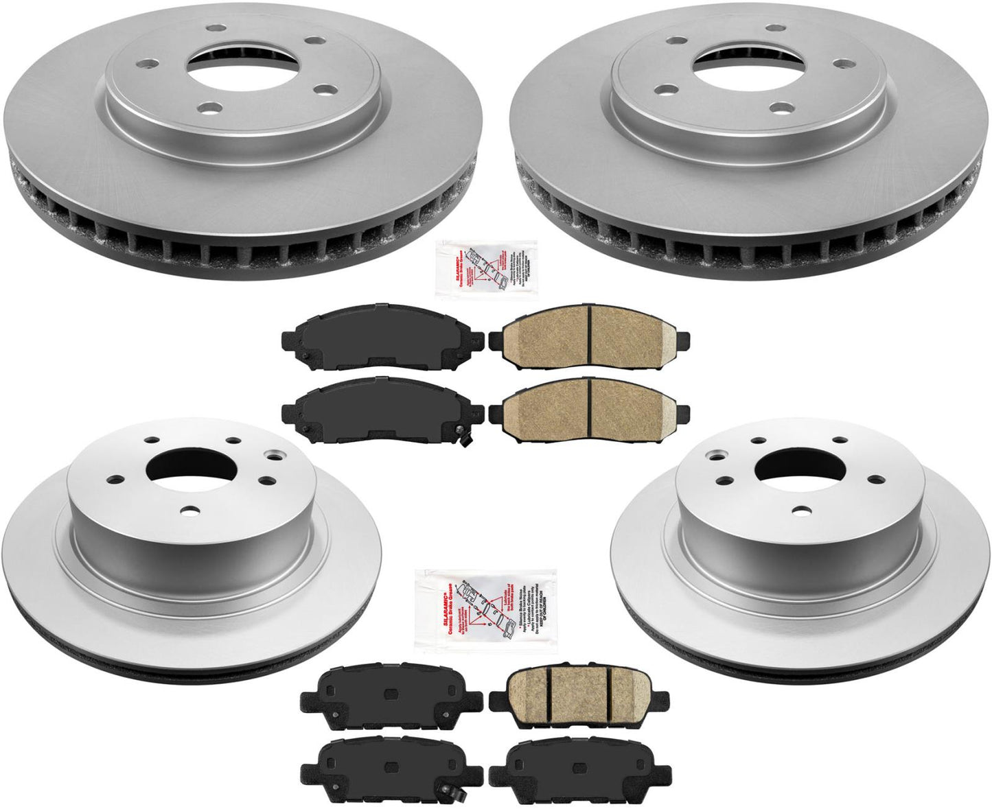 Rotores de freno delanteros y traseros recubiertos y pastillas de cerámica para Nissan Leaf 2011-2015