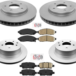 Rotores de freno delanteros y traseros recubiertos y pastillas de cerámica para Nissan Leaf 2011-2015