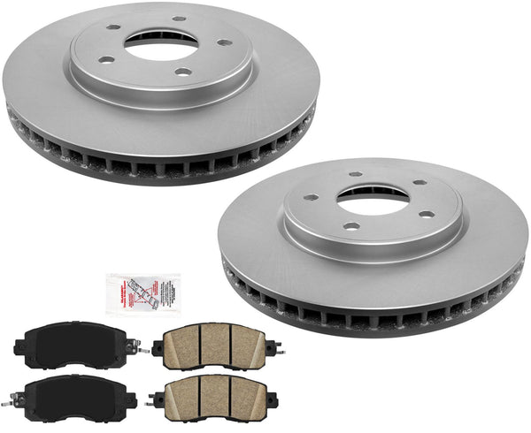 Front Coated Brake Rotors & Ceramic Brake Pads For Nissan Leaf 2014-2017