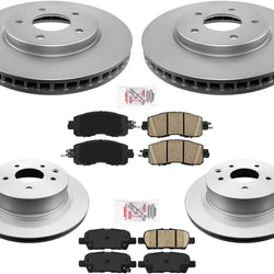 Rotores de freno delanteros y traseros recubiertos y pastillas de freno de cerámica para Nissan Leaf 2014-2017