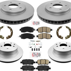 Rotores revestidos delanteros y traseros y pastillas de freno de cerámica para Nissan Leaf 2014-2017
