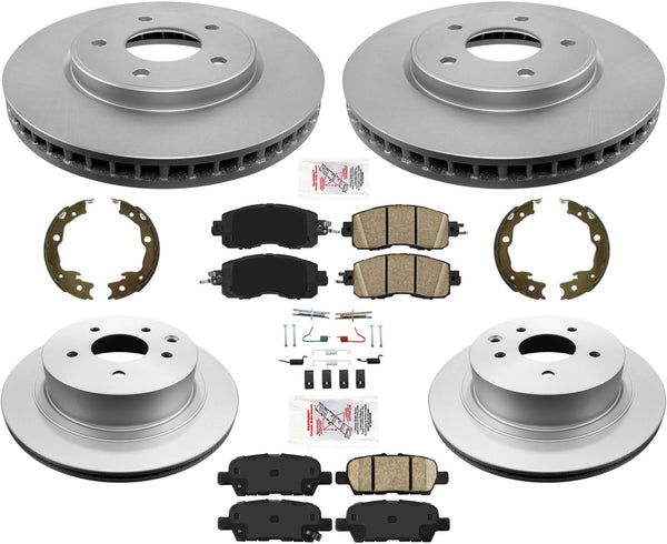 Rotores revestidos delanteros y traseros y pastillas de freno de cerámica para Nissan Leaf 2014-2017