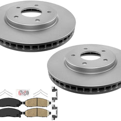 Front Coated Brake Rotors & AmeriBRAKES Ceramic Pads For Nissan Leaf 2011-2015