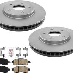 Front Coated Brake Rotors & Brake Pads W/ Hardware For Nissan Leaf 2014-2017