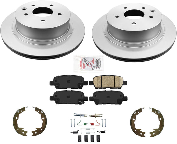 Rear Coated Brake Rotors & Brake Pads Parking Shoes For Nissan Leaf 2011-2021