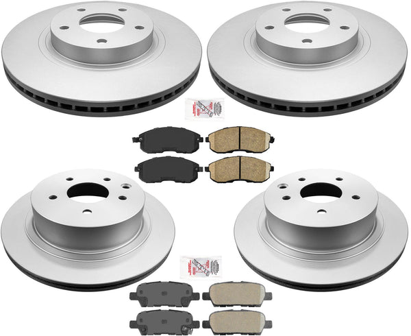 Front & Rear Coated Brake Rotors & Brake Pads For 2003-2005 G35 & 350Z
