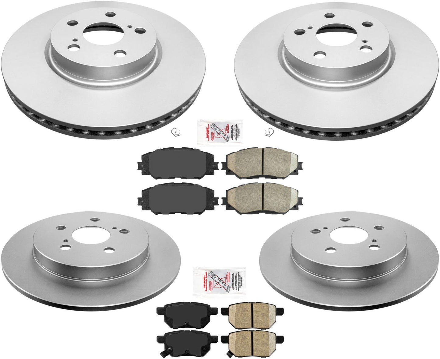 Front & Rear Coated Brakes Rotors & Ceramic Brake Pads For 2009-2013 Matrix 1.8L