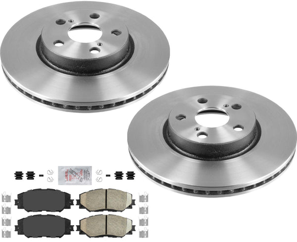 Front Carbon Rotors & AmeriPLATINUM Pads For Toyota Corolla 09-19 W/ Rear Drums