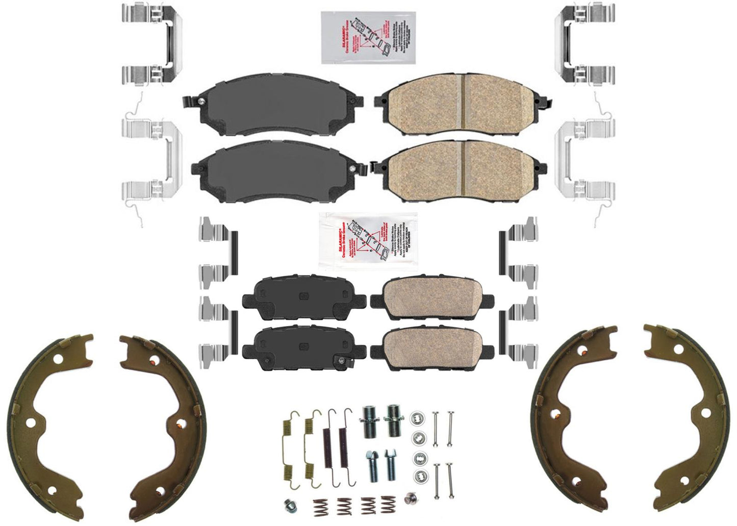 AmeriPro Ceramic Disc Brake Pads Parking Shoes Hardware for Infiniti EX37 2013