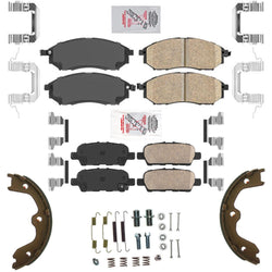 AmeriPro Ceramic Disc Brake Pads Parking Shoes Hardware for Infiniti EX37 2013