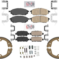 AmeriPro Ceramic Disc Brake Pads Parking Shoes Hardware for Infiniti FX45 06-08