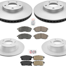 Front & Rear Coated Brake Rotors & Ceramic Brake Pads For 2002 Maxima