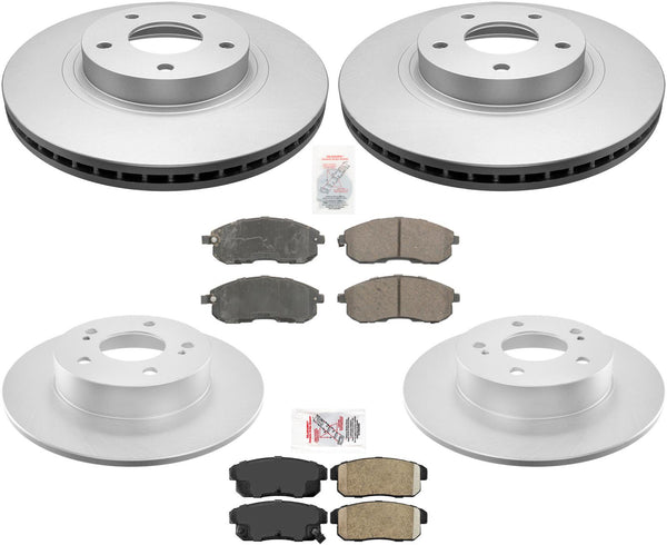 Front & Rear Coated Brake Rotors & Ceramic Brake Pads For 2003 Nissan Maxima