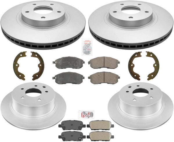 Front & Rear Coated Brake Rotors & Brake Pads For Nissan Altima 2.5L 2002-2006