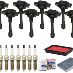 Ignition Coils Spark Plugs Tune Up Kit For Infiniti FX50 5.0L 2009-2013