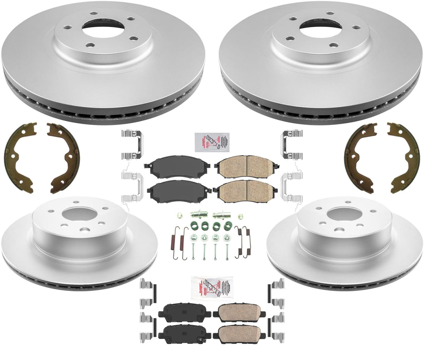 Front & Rear Performance Coated Disc Brake Rotors & Pads For Infiniti EX37 2013