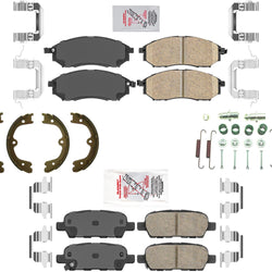 Front & Rear Brake Pads Parking Shoes Hardware For Infiniti FX35 2006-2012