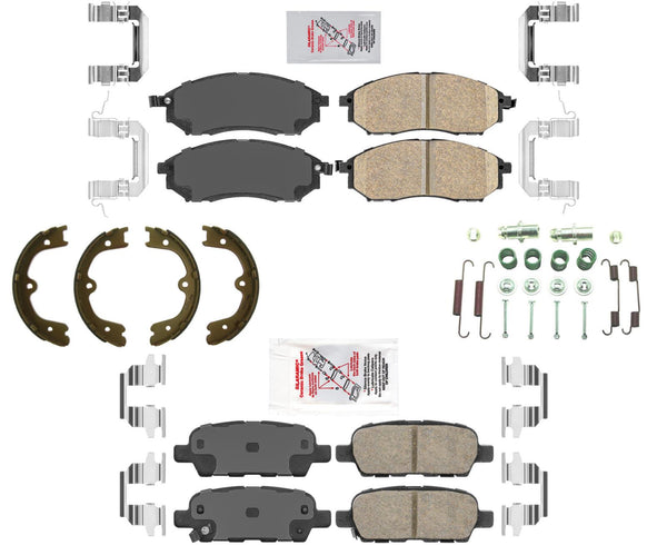 Front & Rear Brake Pads Parking Shoes Hardware For Infiniti FX35 2006-2012