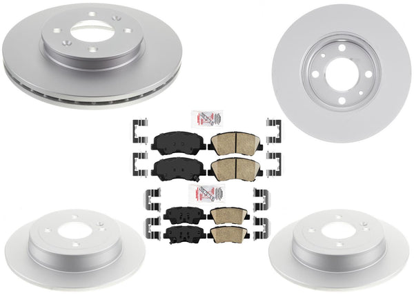 Front & Rear Coated Brake Rotors & Ceramic Pads For Kia Rio SX 2012-2017