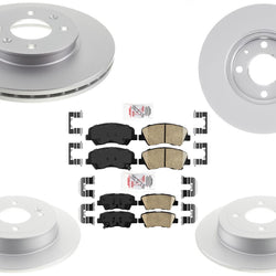 Front & Rear Coated Brake Rotors & Ceramic Pads For Hyundai Accent 2012-2017