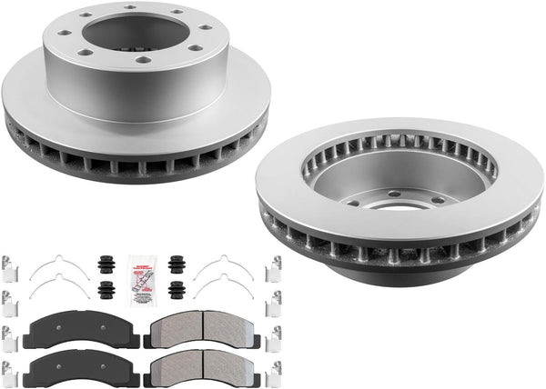 GEO Coated Disc Brake Rotors Off Road Severe Duty Pads for Ford F250 00-04 4x4