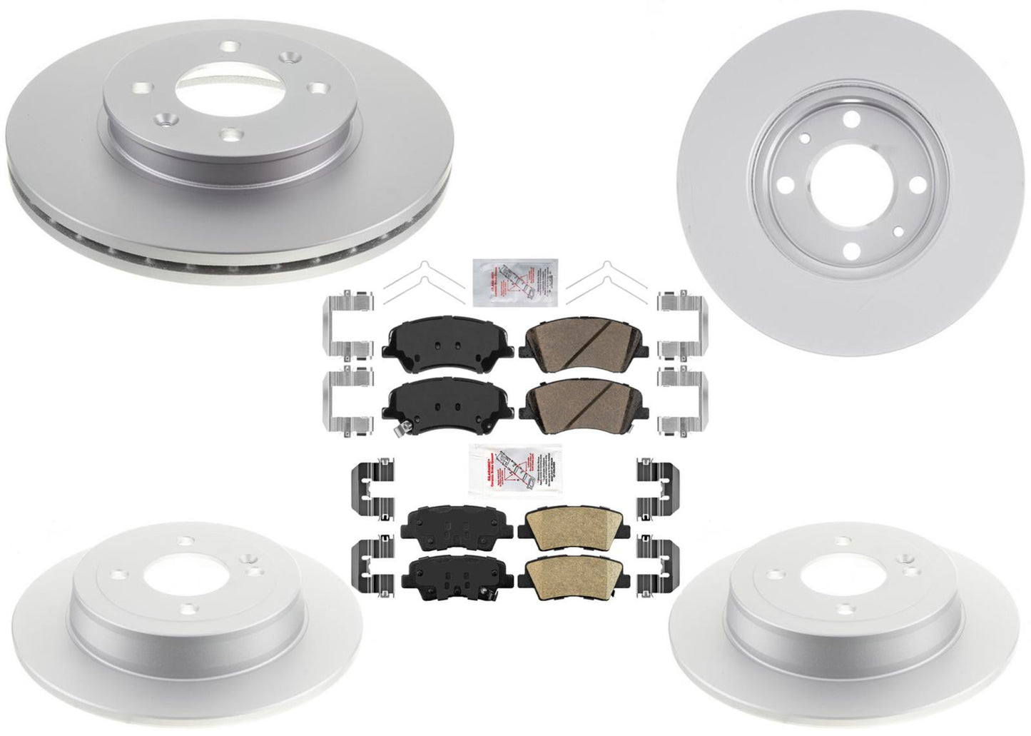 Front and Rear Disc Brake Rotors Pads for Hyundai Accent 18-22 W/ Rear Disc Brk