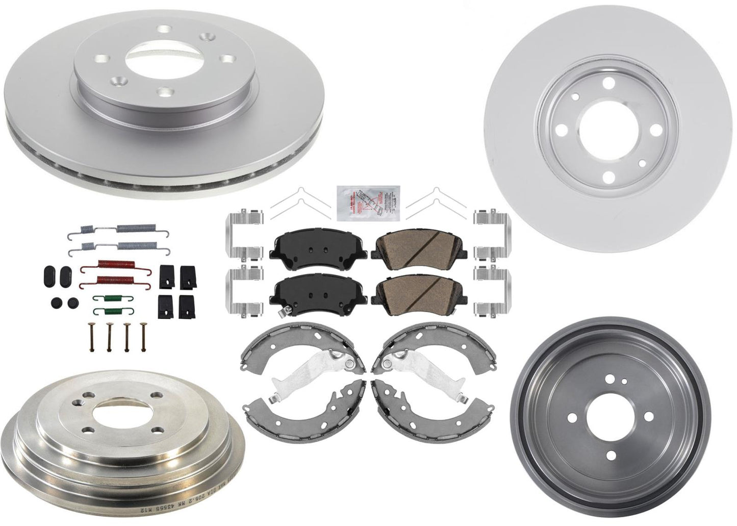 Pastillas de rotores de freno de disco delantero, zapatas de tambores para Hyundai Accent 18-21 con tambores traseros