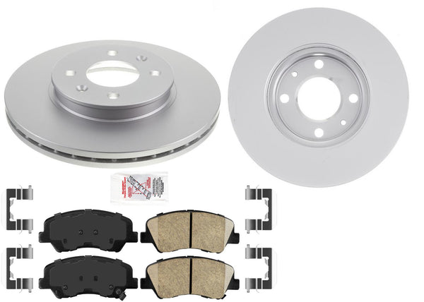 Coated Disc Brake Rotors Ceramic Pads Hardware for Hyundai Accent 2012-2017