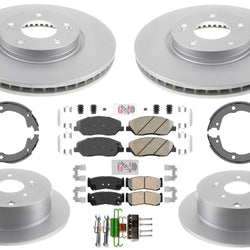 Ft & Rr Performance Coated Disc Brake Rotors Pads for Hyundai Santa Fe 2007-2009
