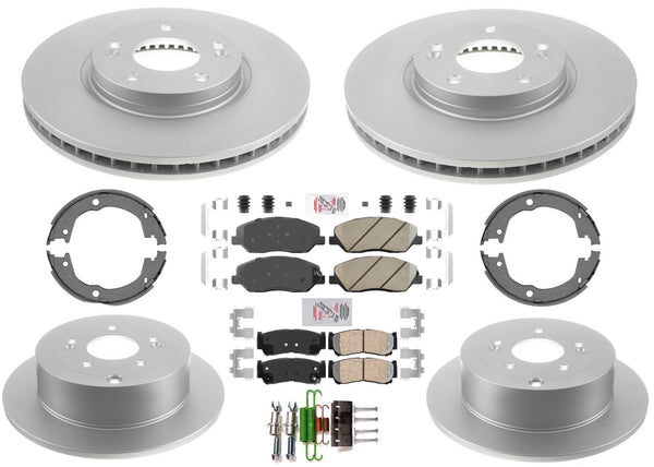 Ft & Rr Performance Coated Disc Brake Rotors Pads for Hyundai Santa Fe 2007-2009