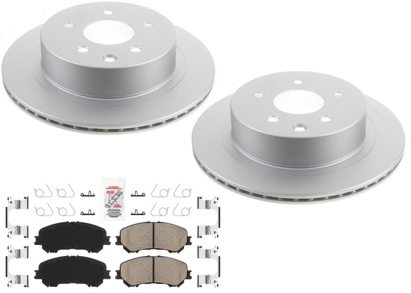 Rear AmeriBRAKES GEO Coated Disc Brake Rotors & Pads for Nissan Rogue 2021-2023