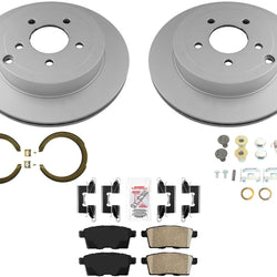 Rear GEO Coated Disc Brake Rotors Pads Parking Shoes for Ford Edge 2007-2010