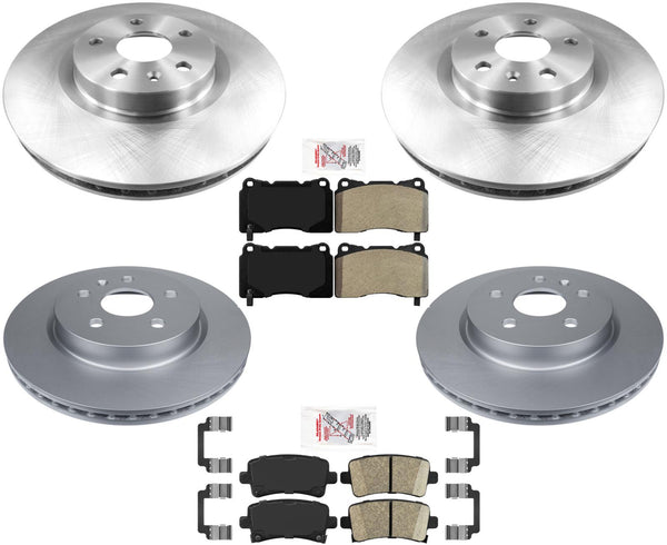 5 LUG Front & Rear Brake Rotors Brake Pads Hardware For Cadillac XTS 2013-2019