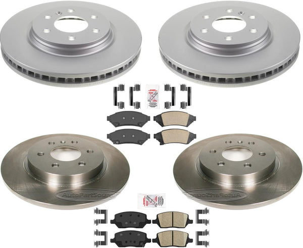 Coated Brake Rotors Front & Rear & Ceramic Pads For Chevrolet Uplander 2006-2009