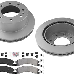 REAR Coated Brake Rotors Pads Hardwaer for GMC Sierra 2500 11-16 SRW