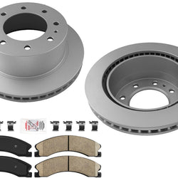 Rear Coated Brake Rotors Pads for GM Silverado 2500HD 2011-2019 W/ SRW