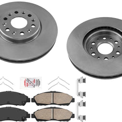 Front Coated Disc Brake Rotors with Ceramic Brake Pads for GMC Acadia 2017-2021