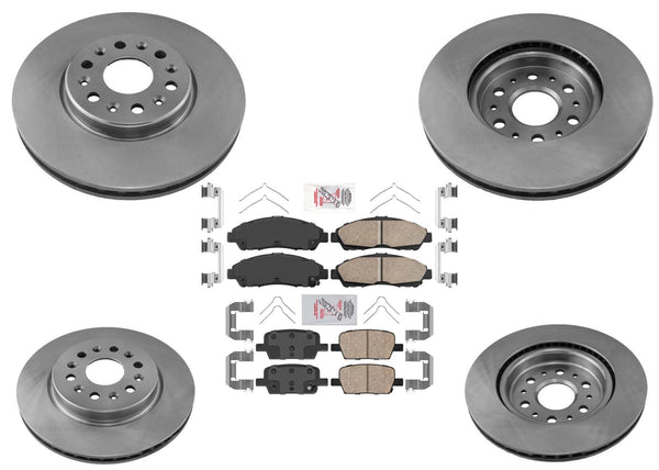 Front & Rear Disc Coated Rotors Ceramic Pads for 2018-2021 Chevrolet Traverse