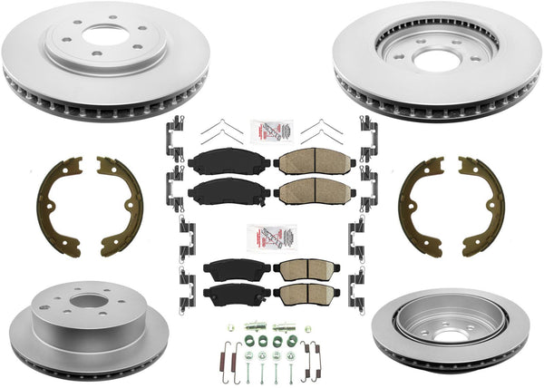 Performance GEO Coated Rotors Brake Pads for Nissan Frontier 2016-2023