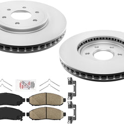 Front Performance GEO Coated Rotors Brake Pads for Nissan Frontier 2016-2023