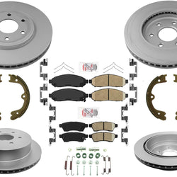 Performance GEO Coated Rotors Brake Pads for Frontier 05-15 2.5 Rear Wheel Drive