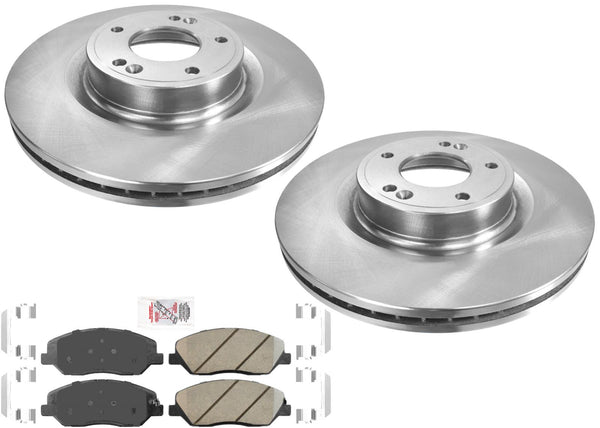 AmeriPro Rotors Ceramic Brake Pads Hardware for Hyundai Genesis 09-11 3.8L 4Door