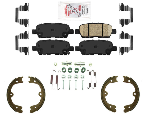 AmeriPro Ceramic Disc Brake Pads Parking Shoes Hardware For Infiniti FX37 2013